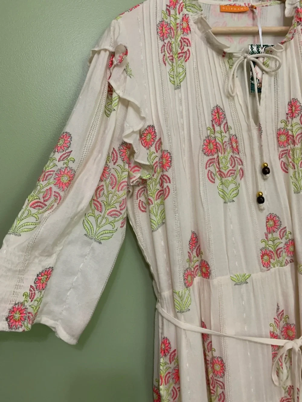 Oliphant Pintuck Ruffle Maxi Dress in Algarve Pink Size 2XL NWT - Picture 5 of 14